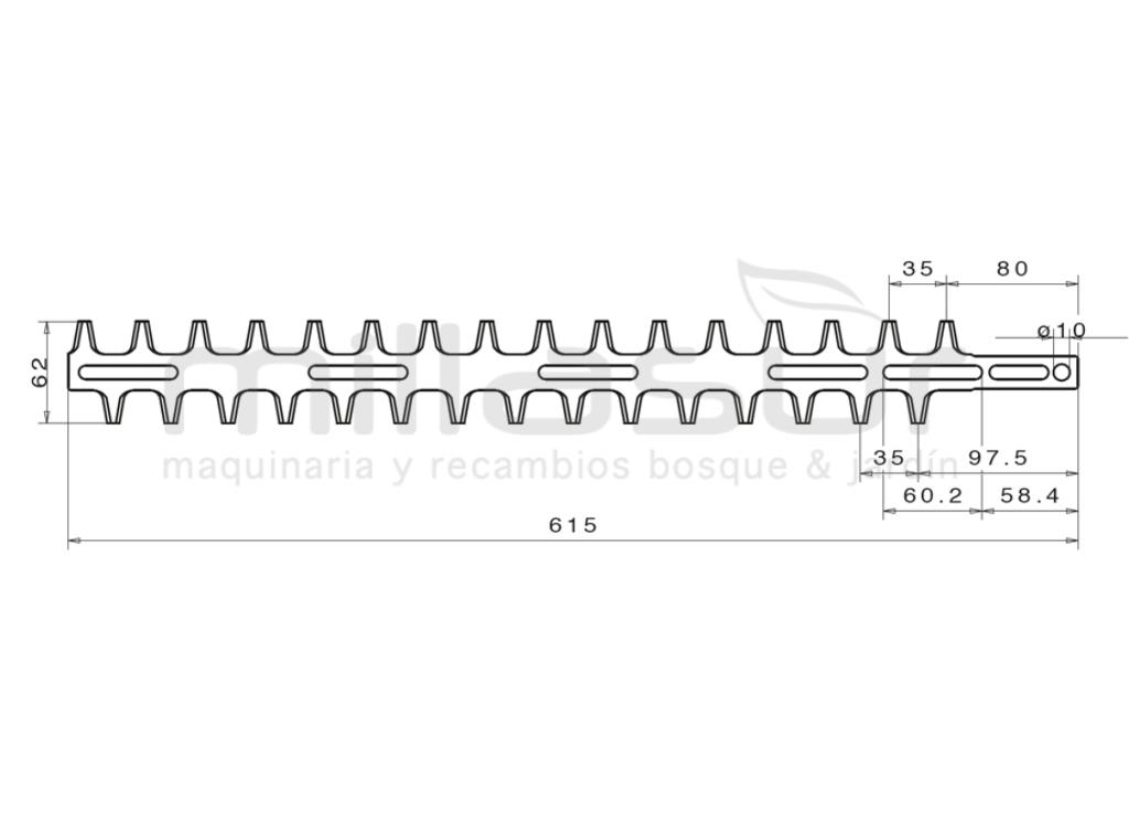 HEDGE TRIMMER COMB INSIDE E OUTTSIDE 615MM ADAPTÁVEL A STIHL FH, HEL 700, HEL 700K, HL ... - foto 1